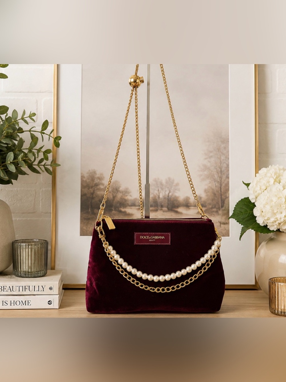 Dolce & Gabbana Burgundy Velvet Cosmetic/Beauty Bag GWP item